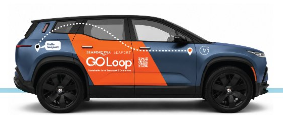 Wrapped Fisker Ocean electric SUV — GO Loop Seaport